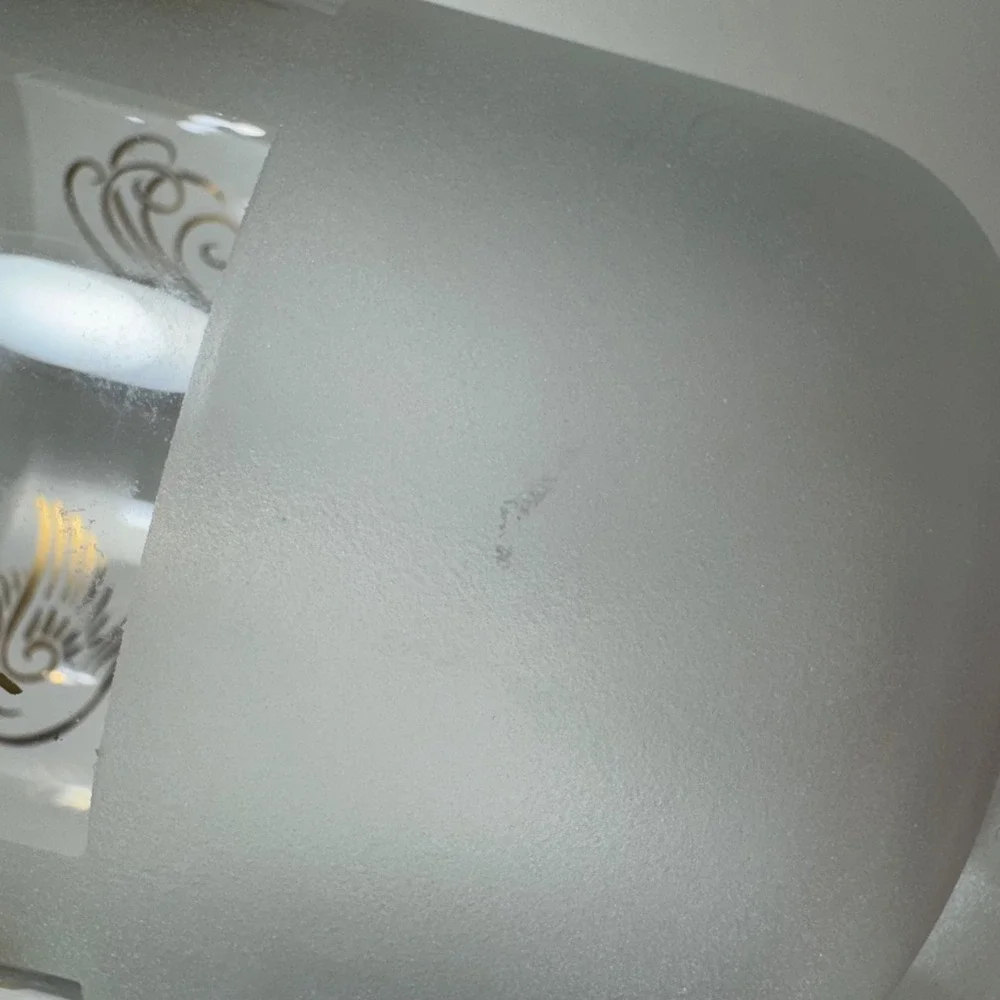 Lenox Frosted Glass Candle Holder Gold Club Handpainted‎ 24K Gold Doves Italy 6